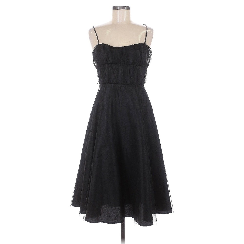Vintage As U Wish Sara Black Chiffon Spaghetti‎ Strap A-Line Dress
